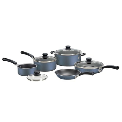 9 Piece Non Stick Cookware Set, Blue Kitchen Cooking Pots and Pans Set
