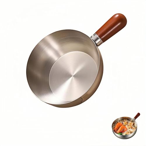 800ml/27oz Wood Handle Saucepan - 316 Stainless Steel, Multi-Use Induction Compatible Pan for Milk, Soup, Oatmeal, Camping & Small Kitchen