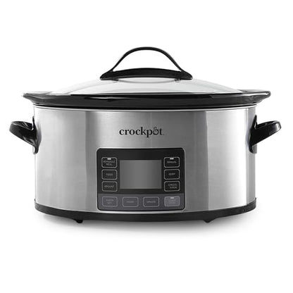 Crock-Pot MyTime Technology 6 Quart Programmable Slow Cooker and Food Warmer with Digital Timer, Stainless Steel (2137020)