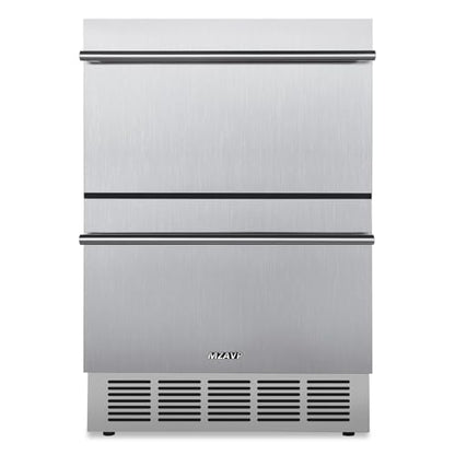 MZAVP 24 Inch Double Drawer Fridge, Stainless Steel Outdoor Beverage Refrigerator for Patio and Kitchen, Freestanding or Built-In, Mobile Grid Organizer, Home and Commercial Use