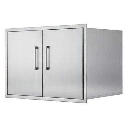 ZHAIUPON Double Door Dry Storage Pantry, 30" Stainless Steel Cabinet Storage for Outdoor Kitchen, BBQ Island, Patio Grill Station