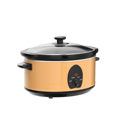OVENTE Electric Slow Cooker with 3 Cooking Settings, Non-Stick and Dishwasher Safe Stoneware, Stainless Steel Body, Glass Lid, 3.7 Qt Oval Pot for Entrees, Soups, Sauces, Stews & Dips, Copper SLO35ACO