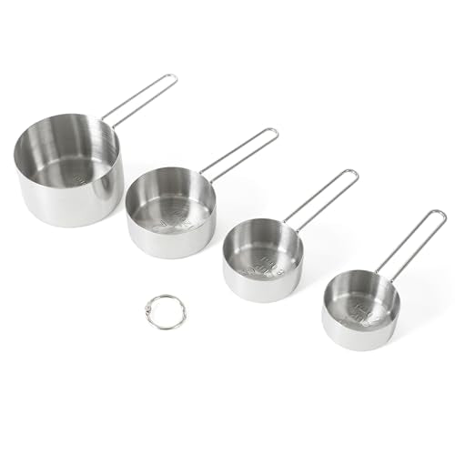 Martha Stewart Richburn 4-Piece Stainless Steel Measuring Cups Set – Durable and Accurate Kitchen Measuring Tools for Baking and Cooking