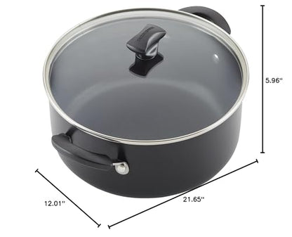 Farberware Cookstart Aluminum DiamondMax Nonstick Cookware Set, Kitchen Essentials, 15-Piece, Black