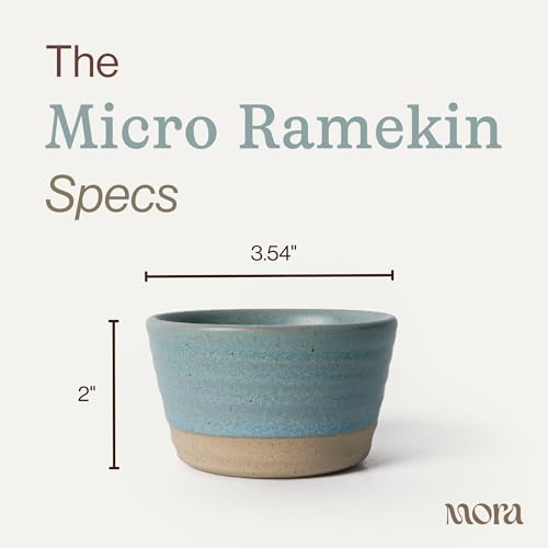 Mora Micro Ramekins Set of 4, 6oz Ceramic Pottery Baking Dishes - Microwave, Oven and Dishwasher Safe - Iris