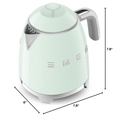SMEG Mini 50's Retro Style 3 Cup Electric Kettle with Double Wall Anti Slip Base and Water Level Indicator (Pastel Green)