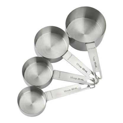 GoodCook Gourmet Measuring Cup Set, Stainless Steel 4-pc., 1/4, 1/3, 1/2, 1 Cup etched measurements