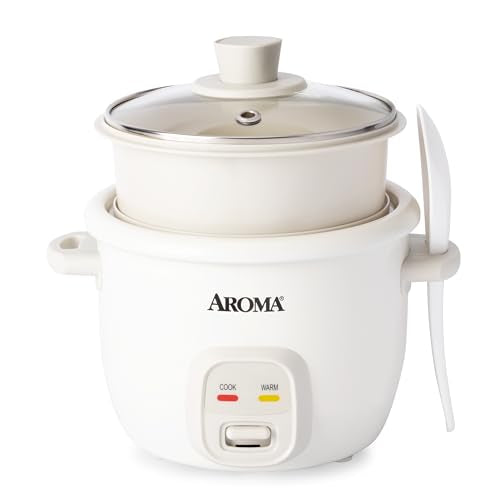 AROMA® CoreCoat Rice Cooker with Pop-Up Food Steaming Basket (4 Cups Cooked, 2 Cups Uncooked, 1 Qt)