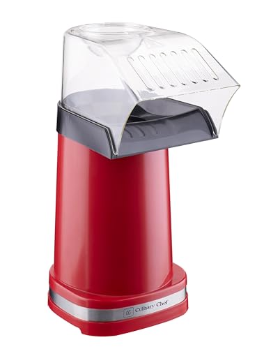 CULINARY CHEF PM102-RED Deluxe Hot Air Personal Popcorn Popper