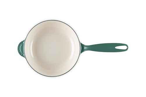 Le Creuset Enameled Cast Iron Holly Collection Saucier, 2.25 qt., Artichaut with Gold Knob