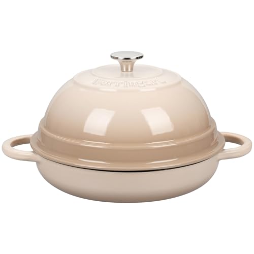 VORRINGARD Cast Iron Enameled Dutch Oven Pot with Lid for Bread Baking, Bread Oven, 6 Quart, Latte