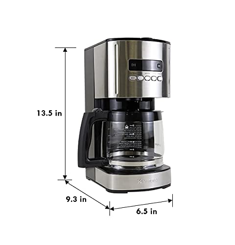Koolatron Kenmore Drip Coffee Maker - 12 Cup Programmable Cafe Machine With Glass Pot, Regular & Bold Brew, Auto Shut Off Large Water Reservoir, Reusable Filter, Kitchen Appliances, Black
