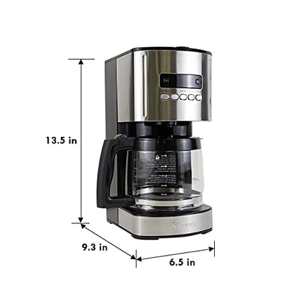 Koolatron Kenmore Drip Coffee Maker - 12 Cup Programmable Cafe Machine With Glass Pot, Regular & Bold Brew, Auto Shut Off Large Water Reservoir, Reusable Filter, Kitchen Appliances, Black