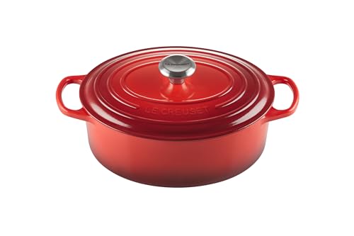 Le Creuset Enameled Cast Iron Signature Oval Dutch Oven, 5 qt, Cerise