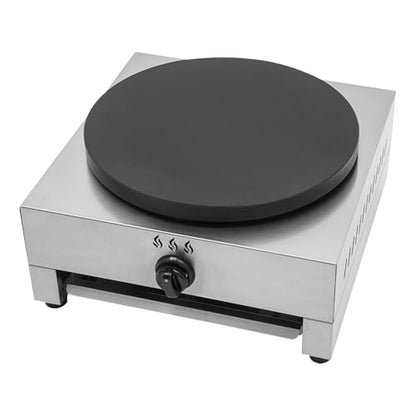 Commercial Crepe Maker Machine 16 inch Gas Pancake Cooker Crepe Pan Quesadilla Maker with Low Pressure Valve and Gas Hose
