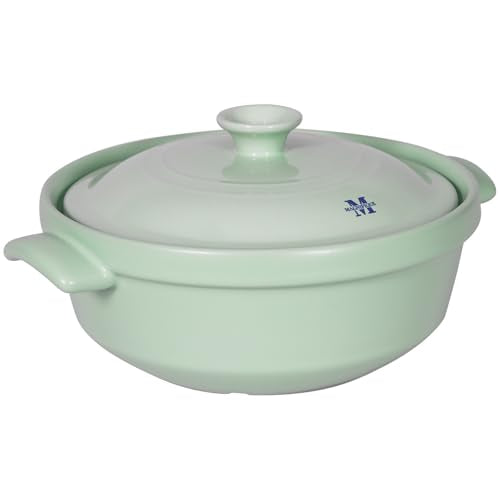 Magnifique 3 Quart Flami Pot with Lid, Natural Clay Pot for Cooking, Non-Toxic PFAS-Free Casserole Dish for Oven & Stovetop, Dutch Oven for Slow Cooking, Baking & Serving, Mint