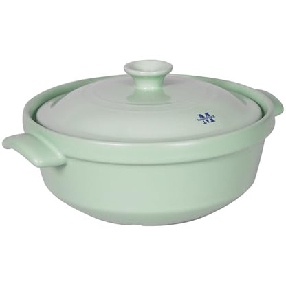 Magnifique 3 Quart Flami Pot with Lid, Natural Clay Pot for Cooking, Non-Toxic PFAS-Free Casserole Dish for Oven & Stovetop, Dutch Oven for Slow Cooking, Baking & Serving, Mint
