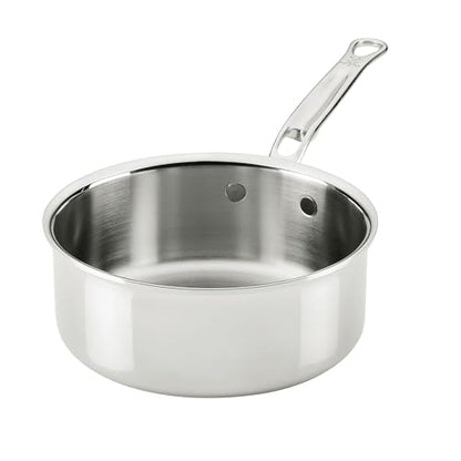 Hestan ProBond Luxe 2-Quart Saucepan with Lid, Professional Clad Stainless Steel, ProCore Tri-Ply Clad Construction, Polished Exterior, Induction & Oven Safe
