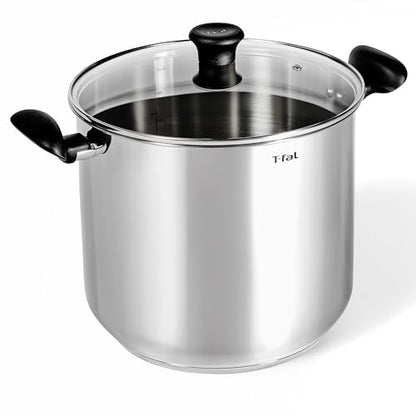 T-fal Specialty Stainless Steel 20-Quart Stock Pot with Lid, Induction Compatible, Soup Pasta Pot, Dishwasher-Safe, Oven Safe Up To 350, Silver
