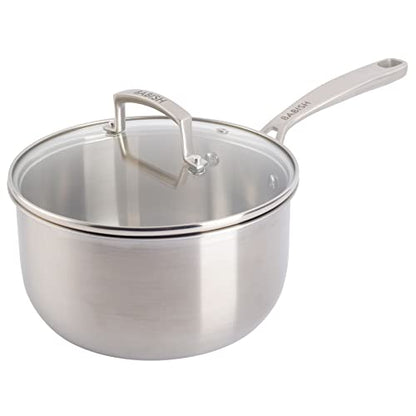 Babish Stainless Steel Saucepan 3.5 Quart Triply Professional Grade Cookware Durable Even Heat Distribution Sauce Pan with Handle for Cooking Boiling Sauces Soups and Everyday Kitchen Use
