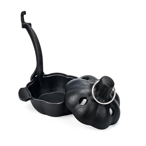 IPROUDER Cast Iron Garlic Roaster with Handle, Smoker Roaster, Garlic Cooker, Garlic Baker, Garlic Roasting Pot, Potato Baker, Mini Cocotte, Used in the Kitchen Oven or Outdoors on a BBQ Grill Stove
