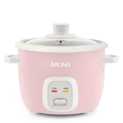 AROMA® Mini Rice Cooker, 2-Cup (Uncooked) / 4-Cup (Cooked), Grain Cooker, Soup Maker, Oatmeal Cooker, Auto Keep Warm, 1 Qt, Pink, ARC-302NGP