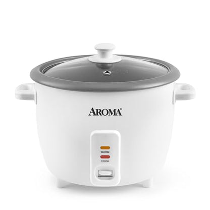 AROMA® Rice Cooker, 8-Cup (Uncooked) / 16-Cup (Cooked), Pot-Style Rice Cooker and Soup Warmer with One-Touch Control, 4 Qt, White, ARC-368NG