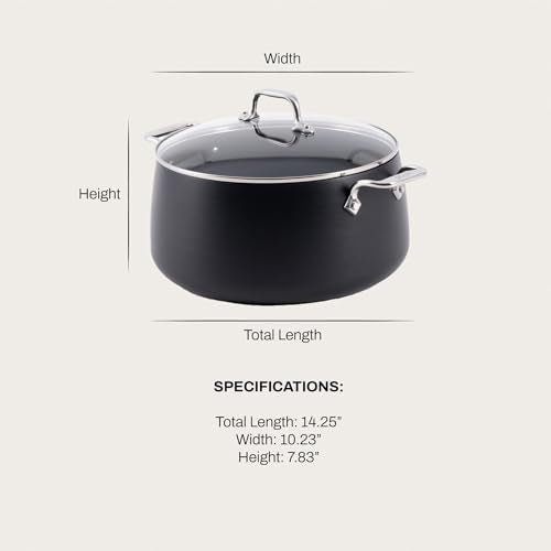 All-Clad HA1 Expert Hard Anodized Nonstick Stock Pot with Lid (8 Qt) For Pasta, Soup, Dishwasher-Safe, Oven-Safe Up to 500°F Compatible with All Stovetops (Gas, Electric & Induction) - Black