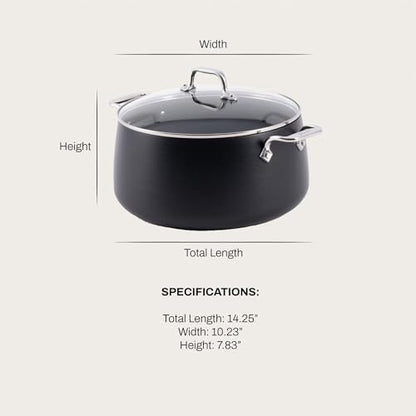 All-Clad HA1 Expert Hard Anodized Nonstick Stock Pot with Lid (8 Qt) For Pasta, Soup, Dishwasher-Safe, Oven-Safe Up to 500°F Compatible with All Stovetops (Gas, Electric & Induction) - Black
