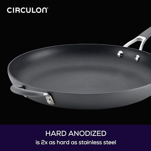 Circulon - 83906 Circulon Radiance Hard Anodized Nonstick Frying Pan / Fry Pan / Hard Anodized Skillet with Helper Handle - 14 Inch Large Skillet, Gray