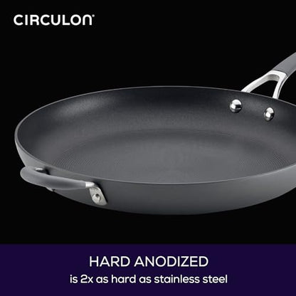 Circulon - 83906 Circulon Radiance Hard Anodized Nonstick Frying Pan / Fry Pan / Hard Anodized Skillet with Helper Handle - 14 Inch Large Skillet, Gray
