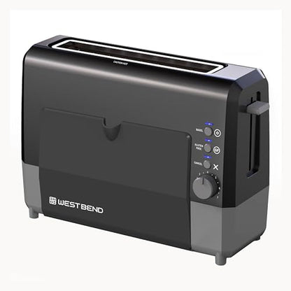 West Bend QuikServe Toaster, 2-Slice Wide-Slot Slide-Through Bread Toaster with Bagel and Gluten-Free Settings and Cool-Touch Exterior Fast Toasting, Includes Removable Serving Tray, 1400-Watts, Black