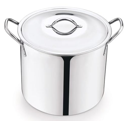 8-Qt Stainless Steel Stock Pot with Metal Lid - Ultra Durable, Fast Heating, Stay-Cool Handles, Airtight Fit for Home Kitchen, Simmering & Boiling