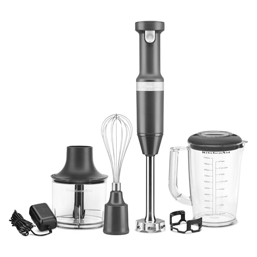 KitchenAid Cordless Variable Speed Hand Blender with Chopper and Whisk Attachment - KHBBV83