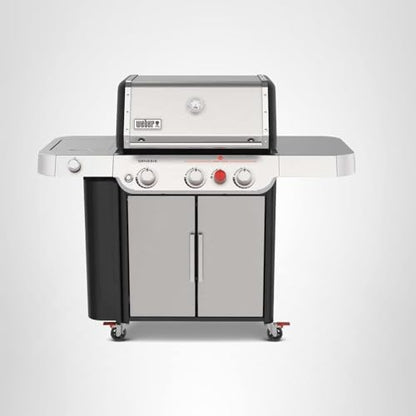 Weber Genesis S-335 Liquid Propane Gas Grill for Outdoor Cooking, Stainless Steel, 3 Burners and 1 Side Burner – Stainless Steel Cooking Grates, PureBlu Burners & Sear Zone