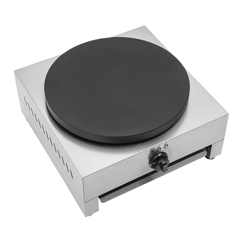 Commercial Crepe Maker Machine 16 inch Gas Pancake Cooker Crepe Pan Quesadilla Maker with Low Pressure Valve and Gas Hose