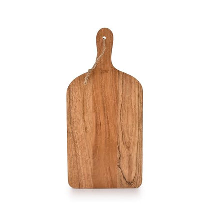 Samhita Acacia Wood Paddle Cutting Boards with handle for Kitchen, Cheese, and Food Serving Tray, Charcuterie Boards (15" x 7" x 0.65")