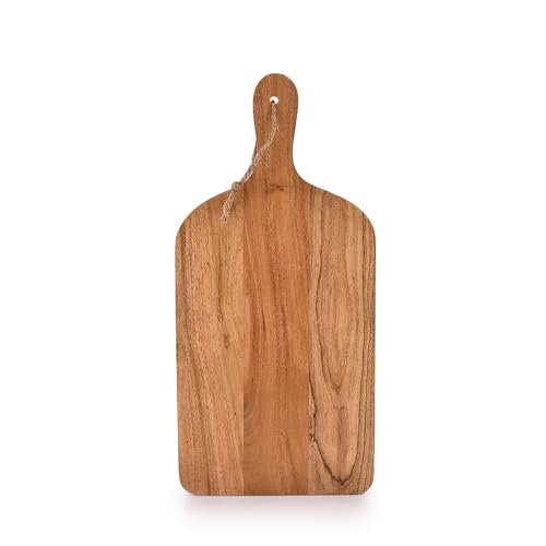 Samhita Acacia Wood Paddle Cutting Boards with handle for Kitchen, Cheese, and Food Serving Tray, Charcuterie Boards (15" x 7" x 0.65")