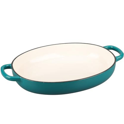 EDGING CASTING Enameled Oval Cast Iron Dutch Oven Pot with Lid, Bread Dutch Oven for Sourdough Bread Baking, Dutch Oven Bread, Bread Oven, 6QT, Darkcyan