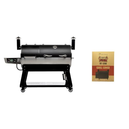 recteq DualFire 1200 Wood Pellet Smoker Grill, Wi-Fi Electric Pellet Grills, Dual Chambers for Hot and Fast + Low and Slow Cooking | DualFire 1200 + Grill Cover Bundle
