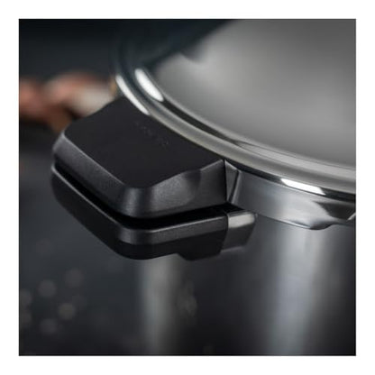 Kuhn Rikon DUROMATIC® 7.0L Stovetop Pressure Cooker – 22cm, Swiss Made – 18/10 Stainless Steel, Energy Efficient, Safe Locking Lid, Works on Induction & All Stovetops, Includes Trivet & Cookbook