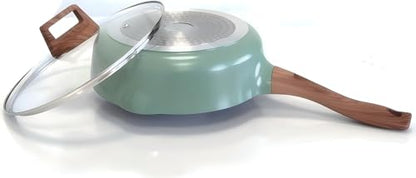YYJINGYOU Nonstick Frying Pan Skillet with Lid, Omelette Pan, Induction Compatible, Emerald Green, 10 inch