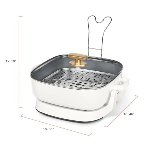 Wonderful 5-in-1 Detachable Electric Skillet 12x12 in, 7 Qt, Ceramic Nonstick, 1500W, Sauté & Slow Cook, 5 Cooking Modes,Tempered Glass Lid,Dishwasher Safe