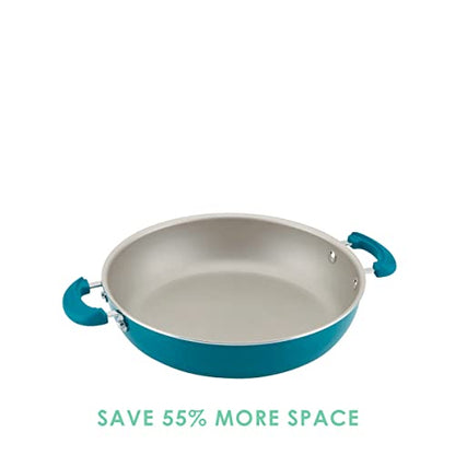 Rachael Ray Get Cooking Stackable Nonstick Pots and Pans, Cookware Set (8 Piece), Turquoise