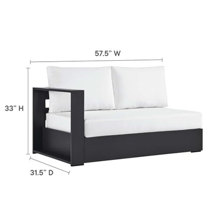 Modway Tahoe Aluminum 3-Piece Outdoor Patio Furniture Gray White, Modular Sectional Sofa Set with Weather-Resistant Cushions, Ideal for Deck, Backyard Poolside