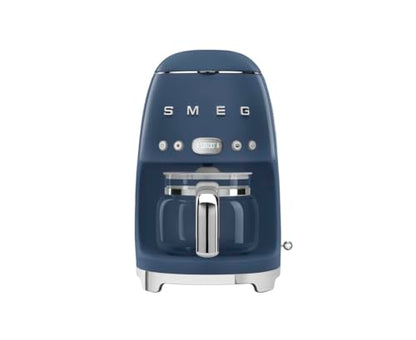 Smeg 50's Retro Style Aesthetic Drip Coffee Machine with 10 Cup Glass Carafe, Auto Start Feature, Keep Warm Plate, and Two Coffee Strength Settings (Navy Blue)