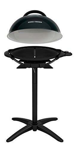 George Foreman Indoor/Outdoor Electric Patio Grill, Apartment Approved, 15-Serving, Removable Stand, Black