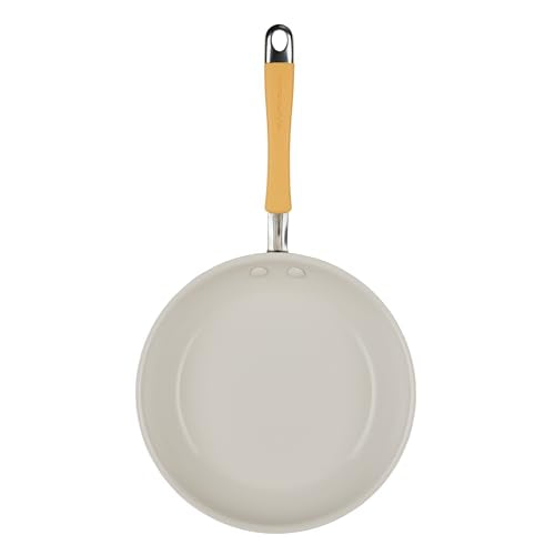 Rachael Ray Cucina Ceramic Cookware Set - 13 Pieces - Ceramic Pots and Pans Set w/Nonstick Frying Pans, Saute Pan, Saucepans, Stockpot, Lids, Pan Protectors & Cooking Utensils - Turmeric