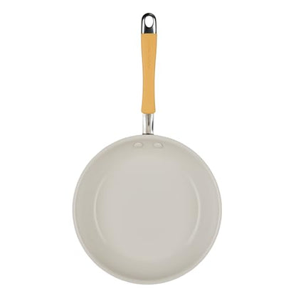 Rachael Ray Cucina Ceramic Cookware Set - 13 Pieces - Ceramic Pots and Pans Set w/Nonstick Frying Pans, Saute Pan, Saucepans, Stockpot, Lids, Pan Protectors & Cooking Utensils - Turmeric