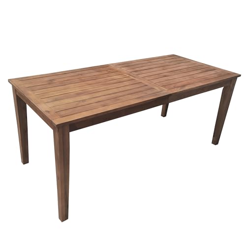 Hlcodca 7 Piece Patio Dining Table Set with Removable Cushion, Outdoor Acacia Wood Furniture Set for Garden, Backyard, Lawn, Poolside (A-Burly Wood)